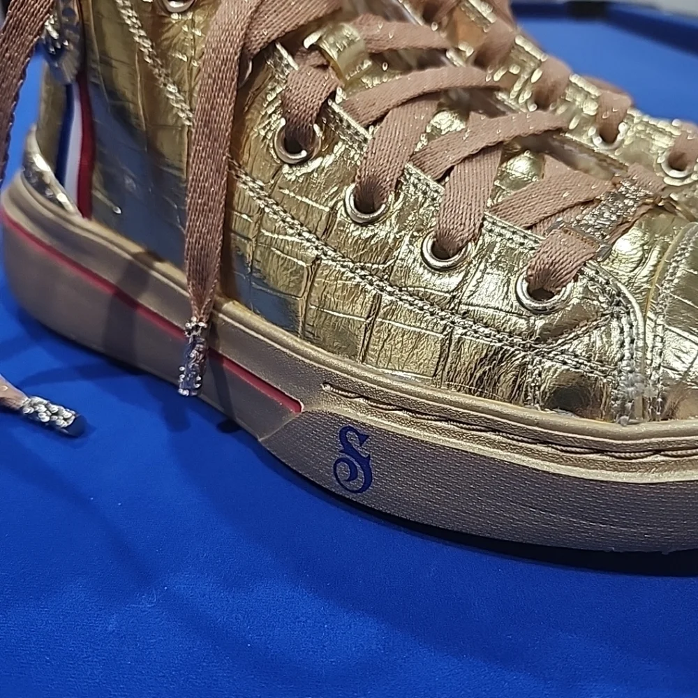 Skechers x Snoop Dogg (MENS 7 / W 8) Gold Medal Sneakers 2024 Collab Metallic - Picture 7 of 10